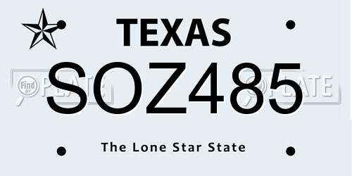 SOZ485 Texas License Plate