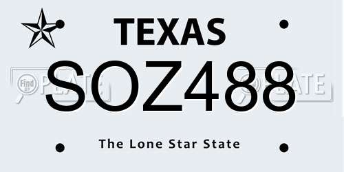 SOZ488 Texas License Plate