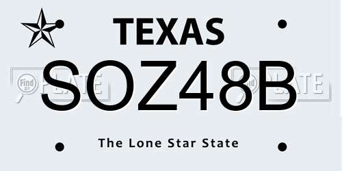 SOZ48B Texas License Plate