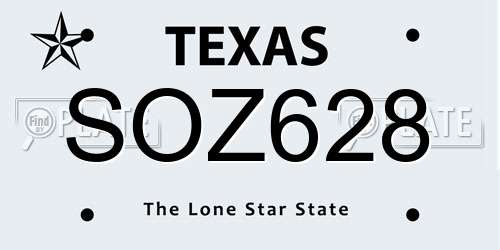 SOZ628 Texas License Plate