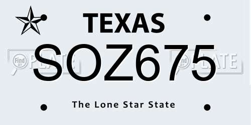 SOZ675 Texas License Plate