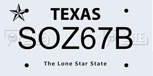 SOZ67B Texas License Plate