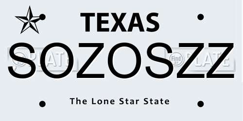 SOZOSZZ Texas License Plate