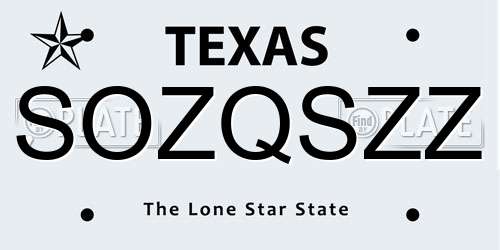 SOZQSZZ Texas License Plate