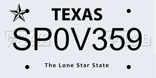SP0V359 Texas License Plate