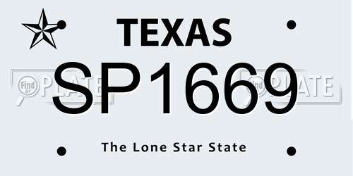 SP1669 Texas License Plate