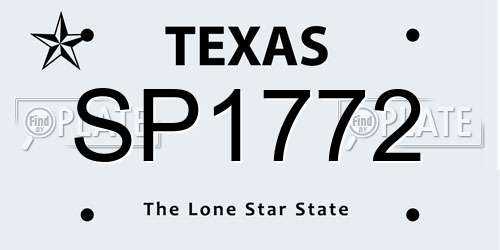 SP1772 Texas License Plate
