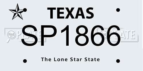 SP1866 Texas License Plate