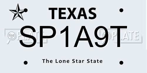 SP1A9T Texas License Plate