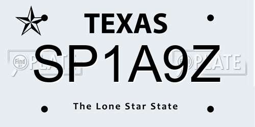 SP1A9Z Texas License Plate
