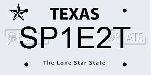 SP1E2T Texas License Plate