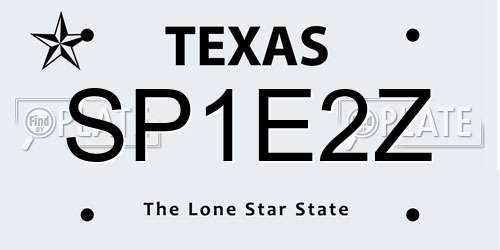 SP1E2Z Texas License Plate