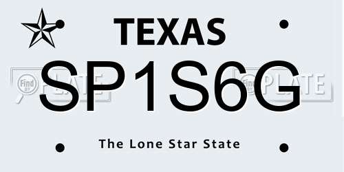 SP1S6G Texas License Plate