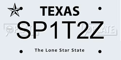 SP1T2Z Texas License Plate