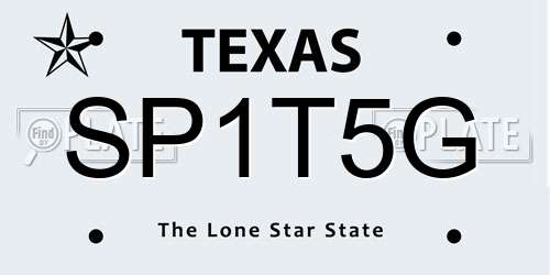 SP1T5G Texas License Plate