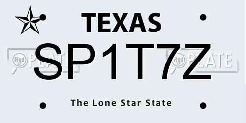 SP1T7Z Texas License Plate