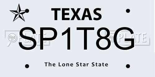 SP1T8G Texas License Plate