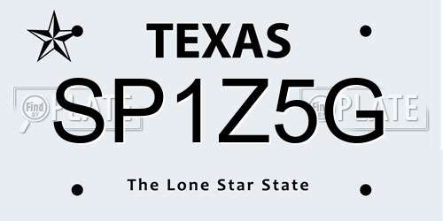 SP1Z5G Texas License Plate
