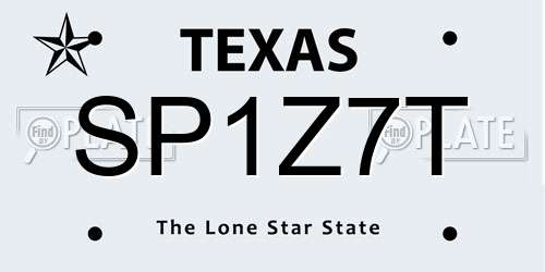 SP1Z7T Texas License Plate