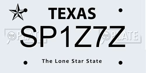 SP1Z7Z Texas License Plate