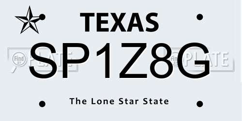 SP1Z8G Texas License Plate