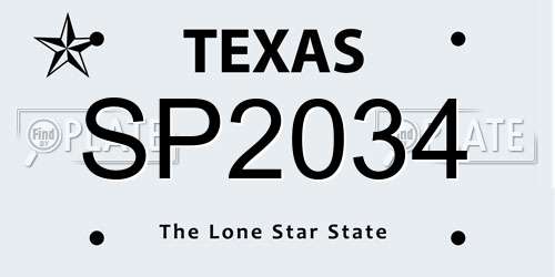 SP2034 Texas License Plate