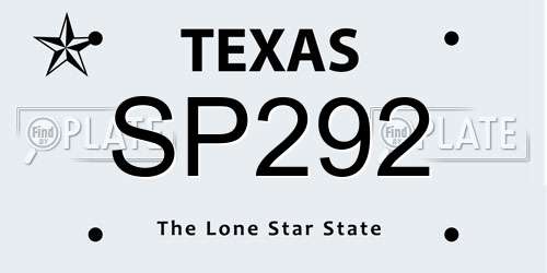 SP292 Texas License Plate