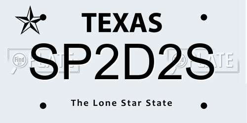 SP2D2S Texas License Plate