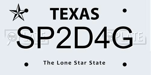 SP2D4G Texas License Plate