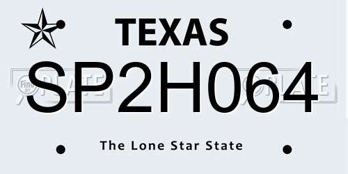 SP2H064 Texas License Plate