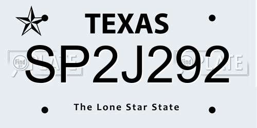 SP2J292 Texas License Plate