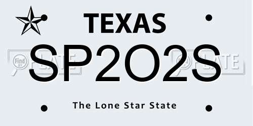 SP2O2S Texas License Plate