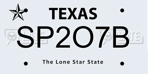 SP2O7B Texas License Plate