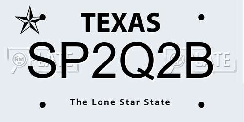 SP2Q2B Texas License Plate