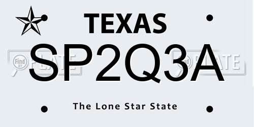 SP2Q3A Texas License Plate