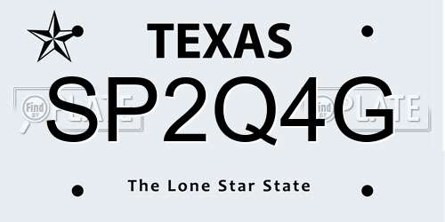 SP2Q4G Texas License Plate