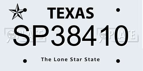 SP38410 Texas License Plate