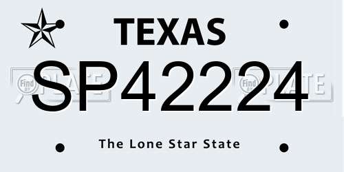 SP42224 Texas License Plate