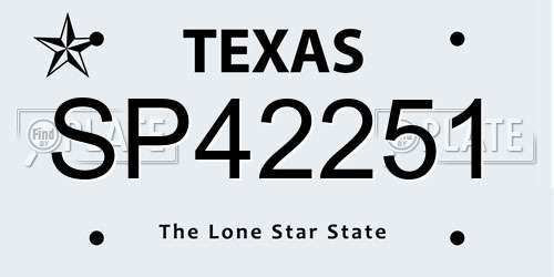 SP42251 Texas License Plate