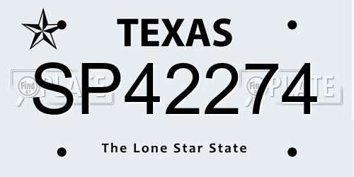 SP42274 Texas License Plate