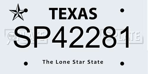 SP42281 Texas License Plate