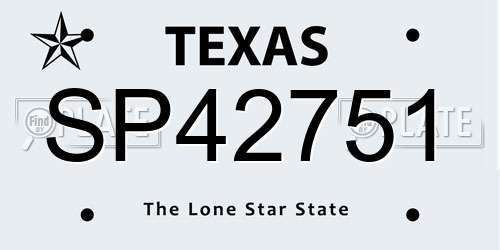 SP42751 Texas License Plate