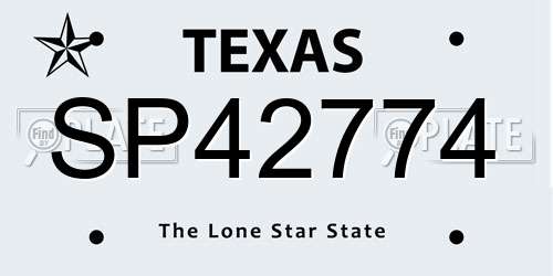 SP42774 Texas License Plate