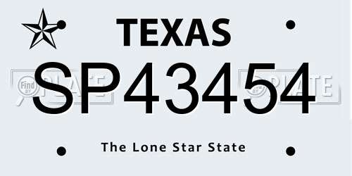 SP43454 Texas License Plate