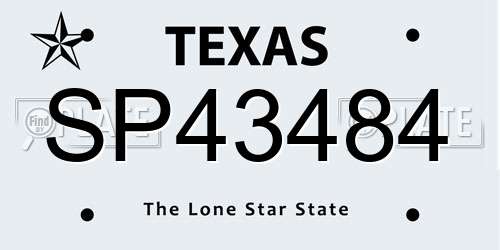 SP43484 Texas License Plate