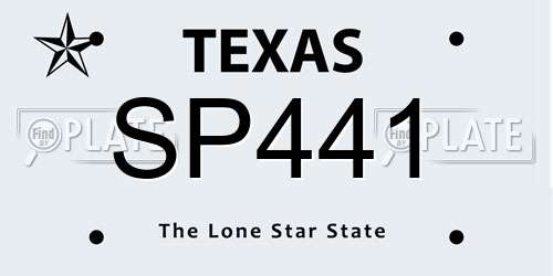 SP441 Texas License Plate