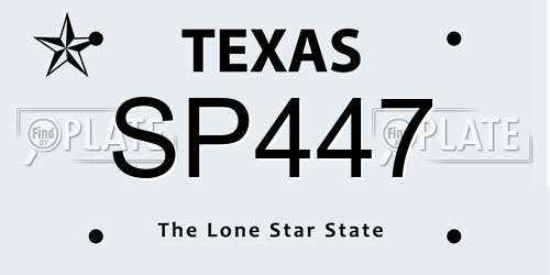 SP447 Texas License Plate