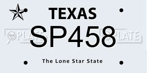 SP458 Texas License Plate
