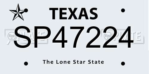 SP47224 Texas License Plate