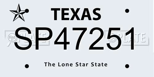 SP47251 Texas License Plate